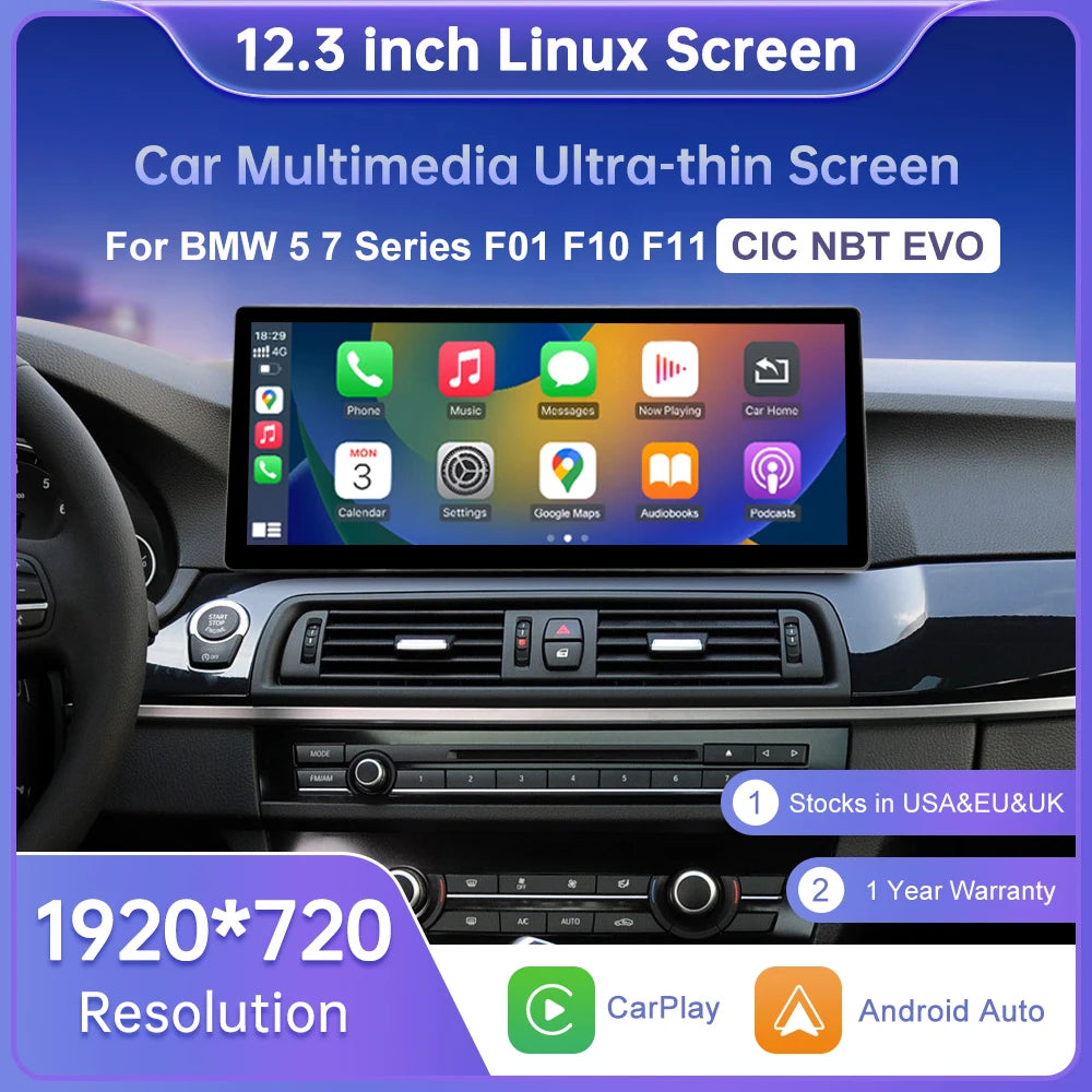 UDSTek 12.3 Inch Ultra-Thin Linux Car Multimedia Screen for BMW 5 7 Series F01 F10 F11 - M
