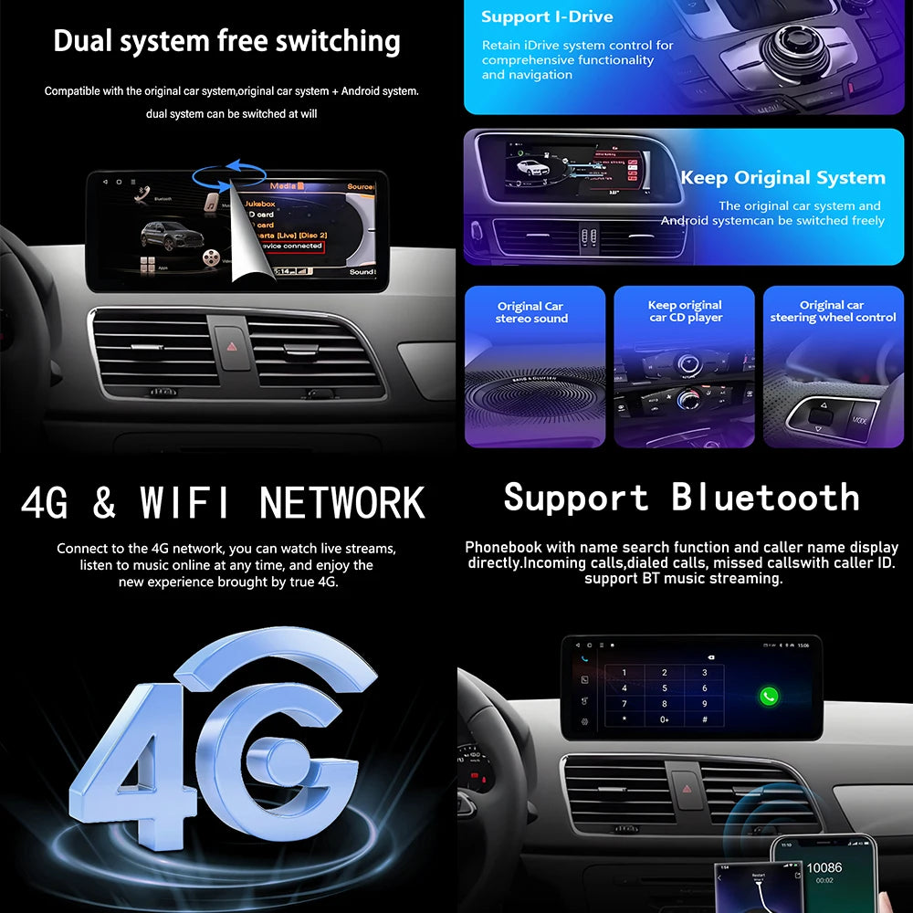 Wireless Carplay Right Hand Drive for Audi Q5 2009 - 2017 Android 14 Car Radio Multimedia