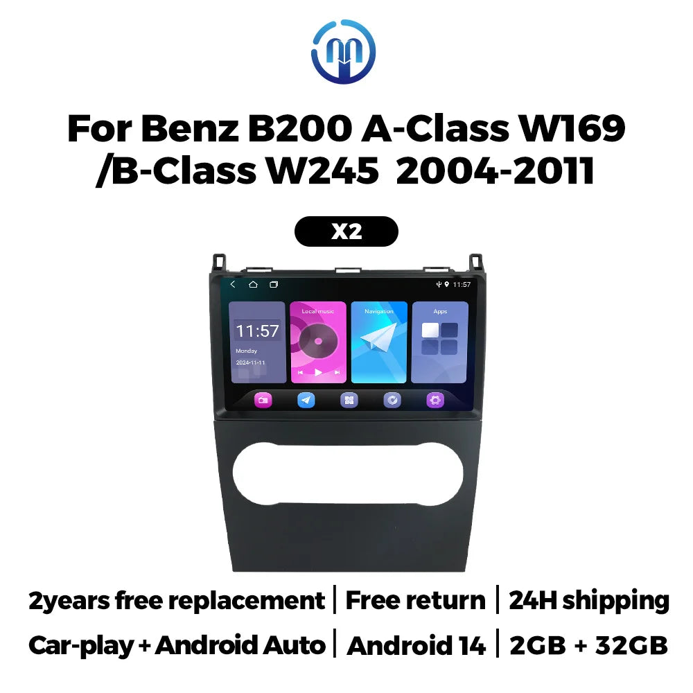 Android14 OS Car Multimedia Radio For Benz B200 A B Class W169 A160 A180 A200 A220 2009 -