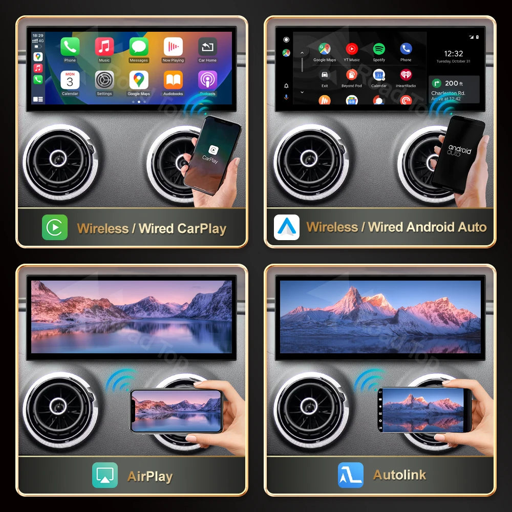 12.3' RoadTop Multimedia Linux Display Wireless CarPlay Android Auto Airplay Autolink For