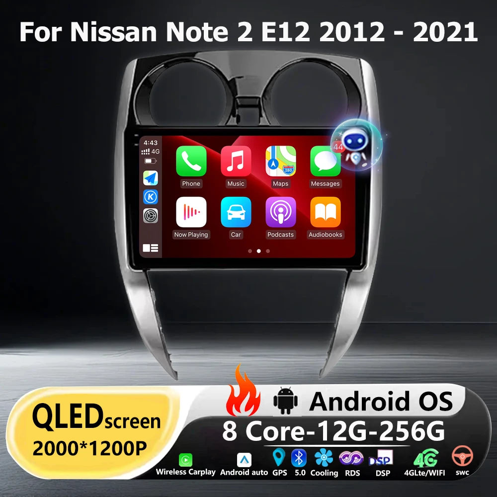 Android 16 Auto For Nissan Note 2 E12 2012 - 2021 Car Radio Multimedia Video Player GPS Na