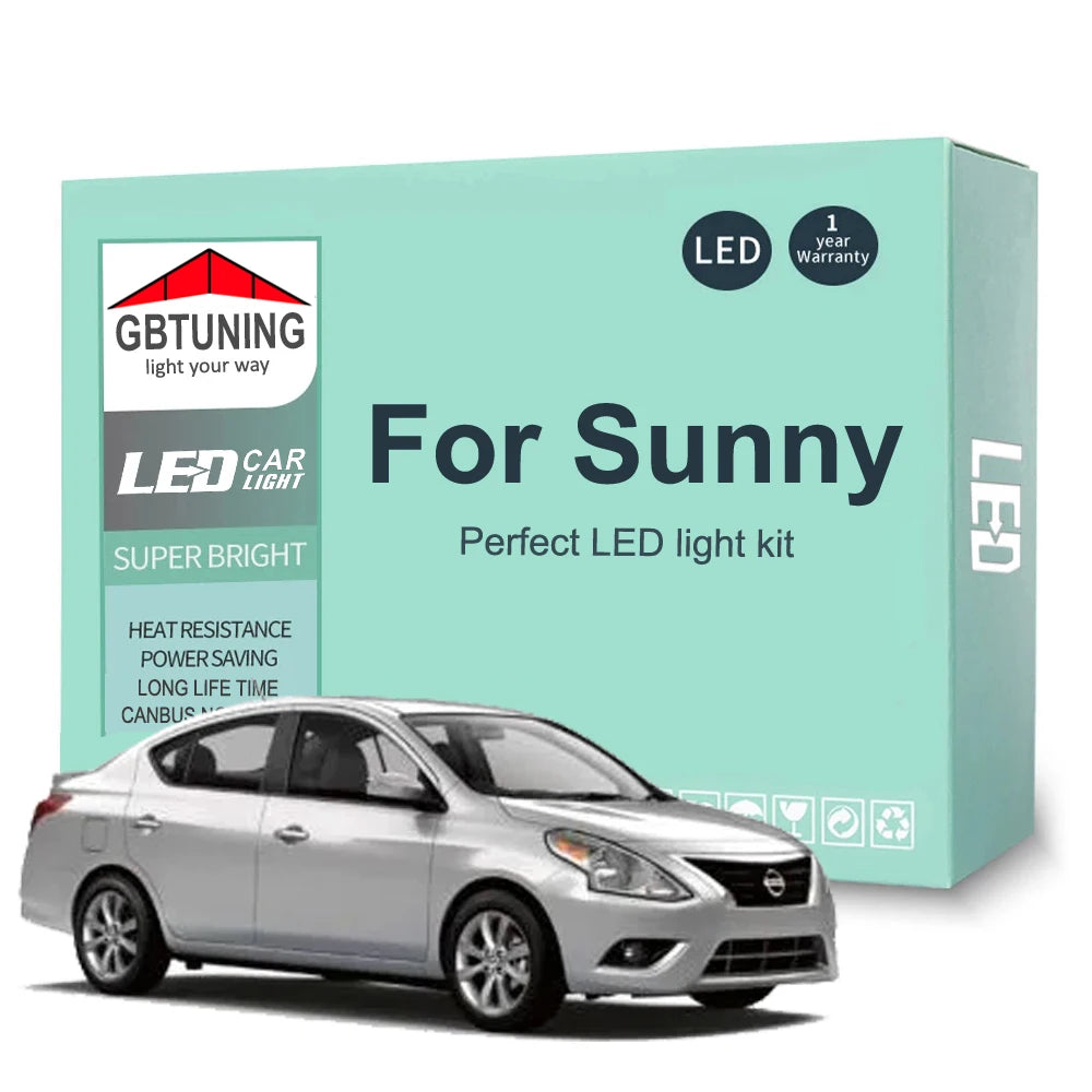10-Piece LED Interior Light Kit for Nissan Sunny - Canbus Error-Free Bulbs | AUTOKITSHOP