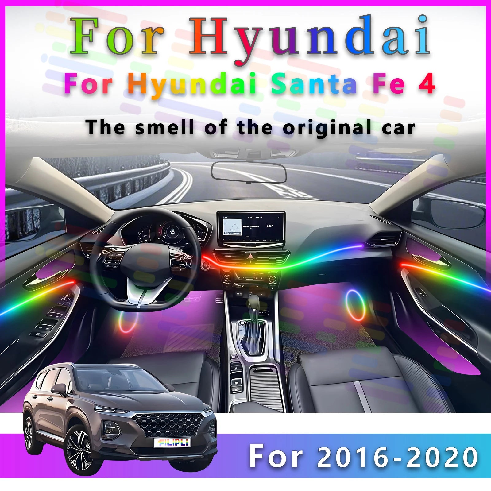 RGB - Ambient Light - for Hyundai 2016-2020 - App Control - Car Interior Lighting | AUTOKITSHOP