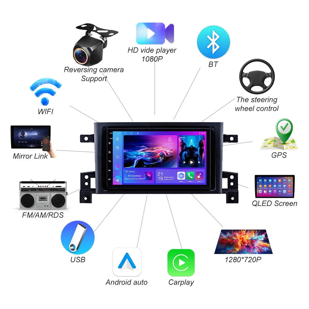 Android 16 For Suzuki Grand Vitara 3 2005-2010 2011-2015 Car Radio Multimedia Gps Navigati | AUTOKITSHOP