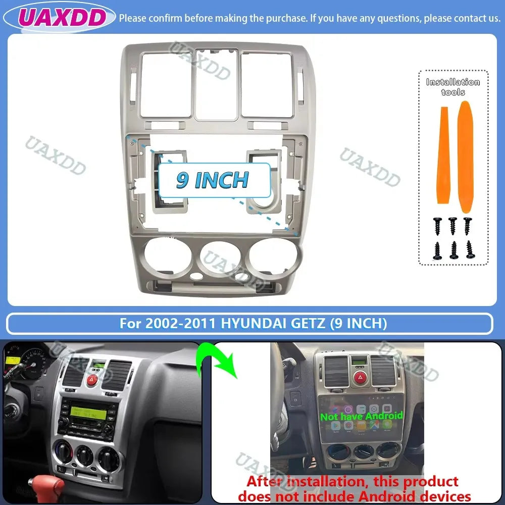 For 2002-2011 Hyundai GETZ 9inch 2 Din Car stereo radio Android frame panel fascia cable v