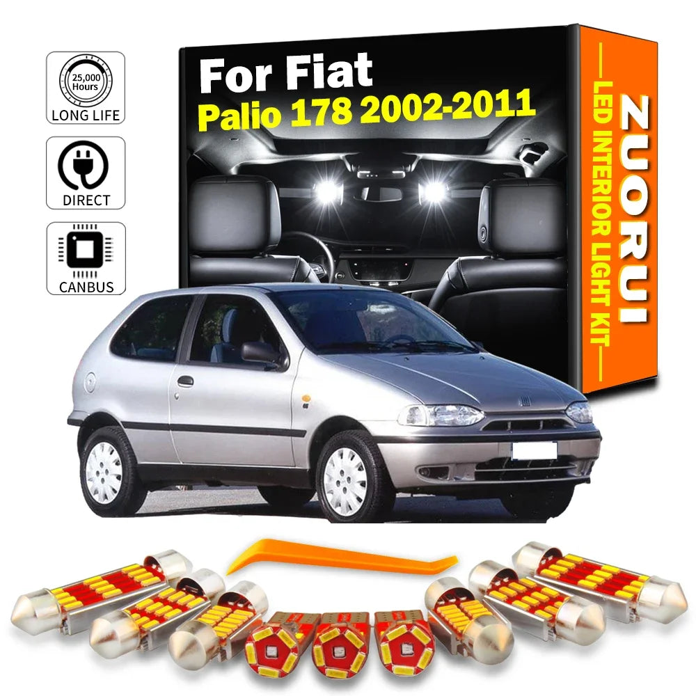 7-Piece LED Interior Light Kit for Fiat Palio 178 2002-2007 - Canbus Dome Map Door Trunk Bulbs | AUTOKITSHOP