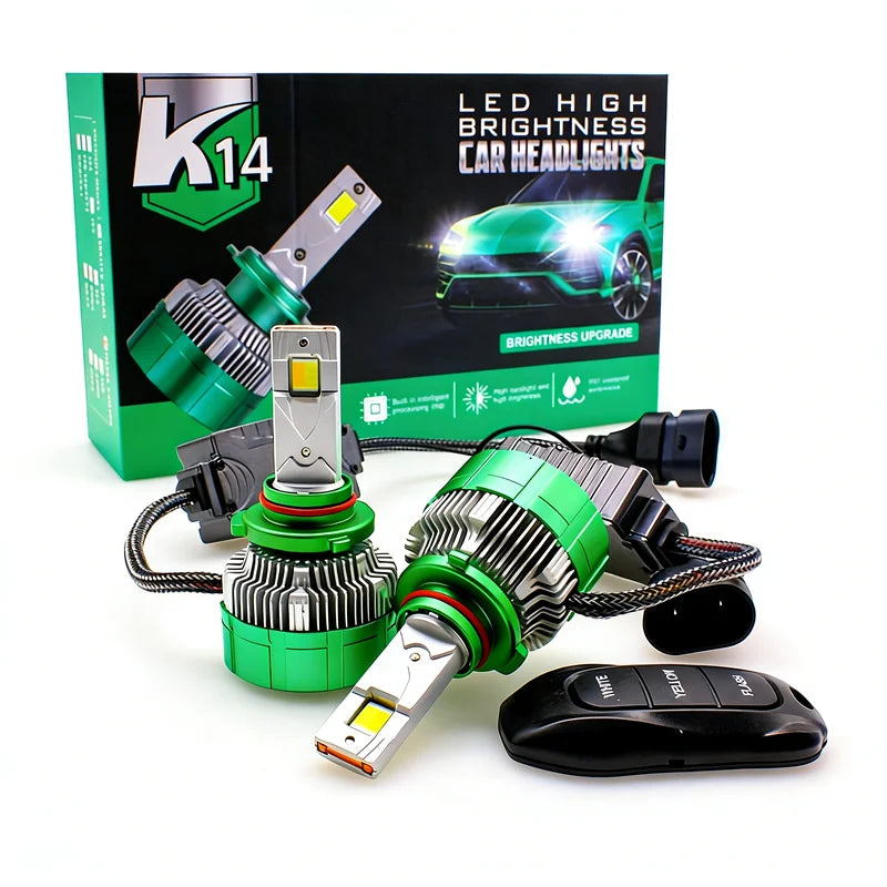 K14F Car LED Headlight 150W 12000LM Remote Control 3 Colors H1 H4 H7 H8 H9 H11 9005 9006 H