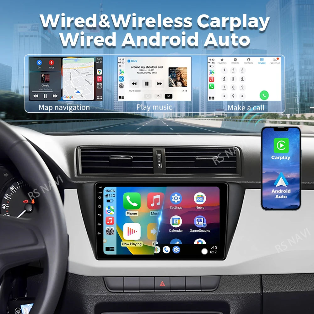 Android 16 For Skoda Fabia 2015 - 2019 2K QLED Android Car Radio Multimedia Video Player G