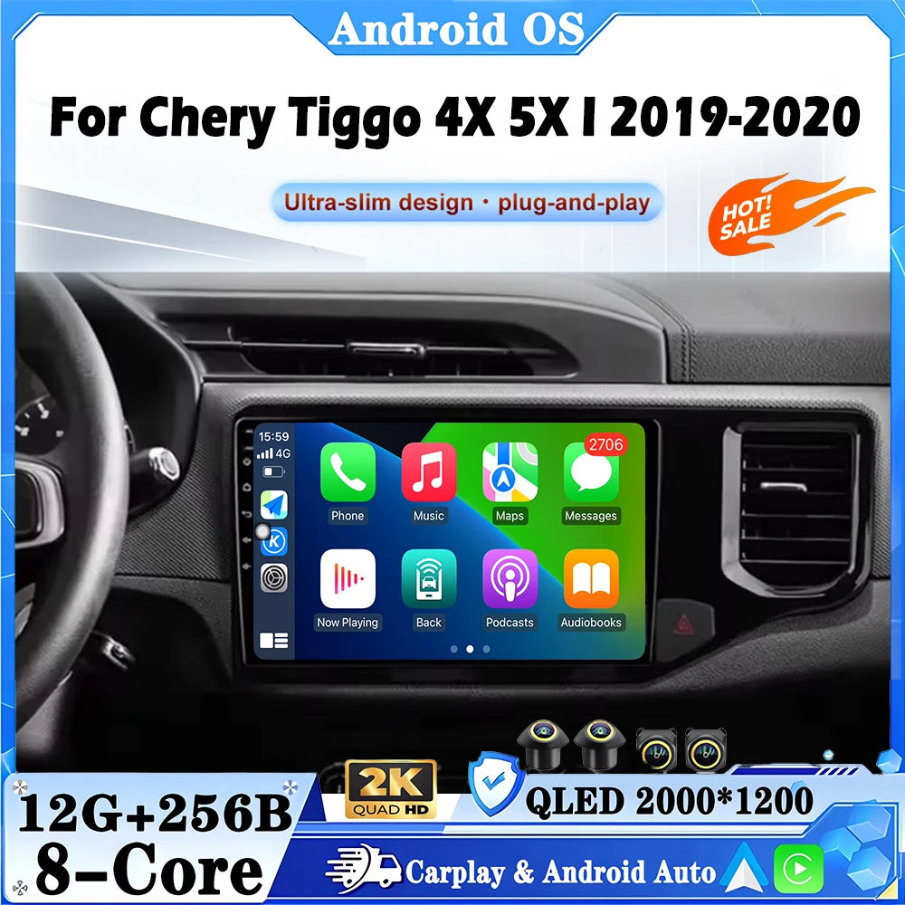 9" For Chery Tiggo 4X 5X I 2019-2020 4G Car Carplay Auto Android OS Radio Navigation GPS M