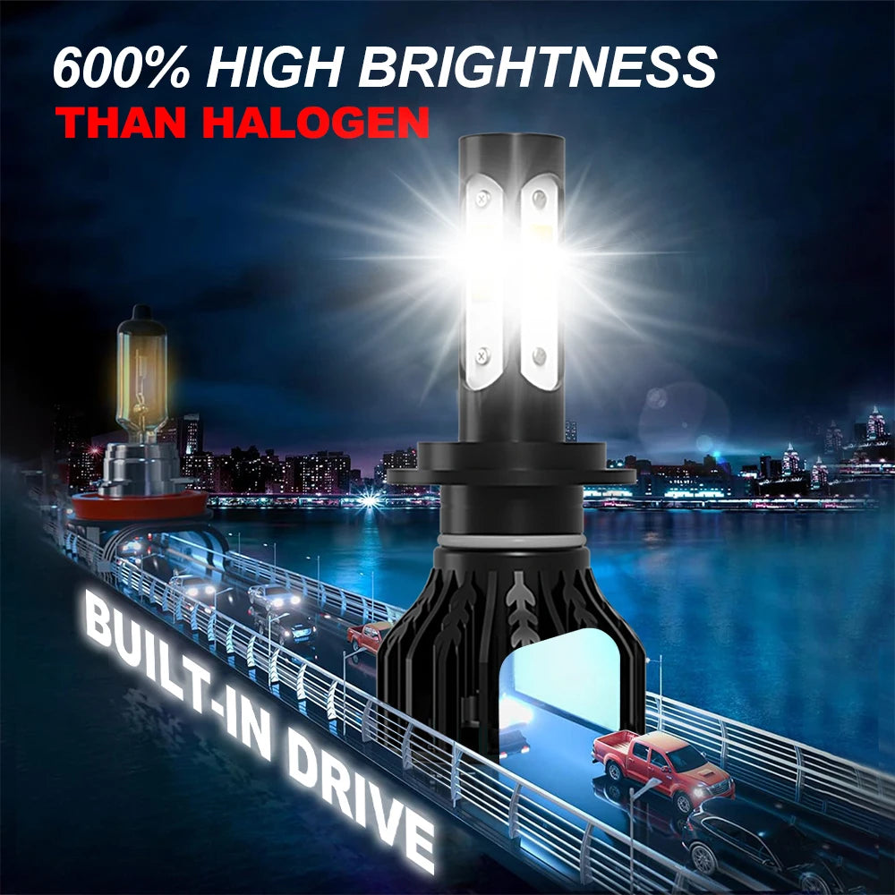 2/4Pcs LED Headlights 30000LM H7 6000K Car Lamp with Fan For Hyundai SANTA FE 2 2006 2007