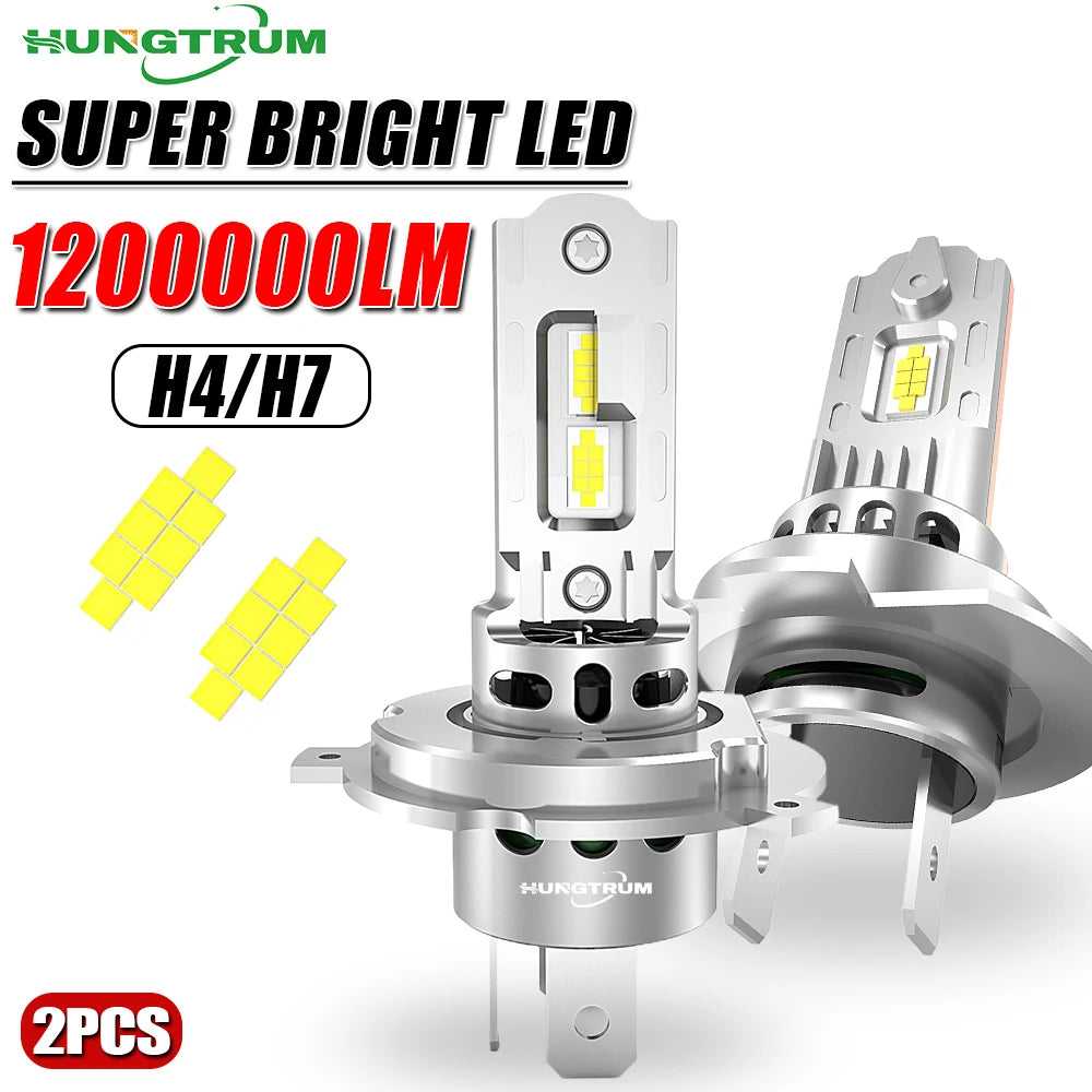 1200000LM Super Bright H4 H7 LED Headlight 6500K White 800% Brighter 1:1 Halogen Bulb Plug