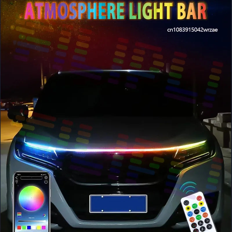 Led Car Hood Lights Flexible Headlight Strip Multicolor Atmosphere Lamps Daytime Running L | AUTOKITSHOP