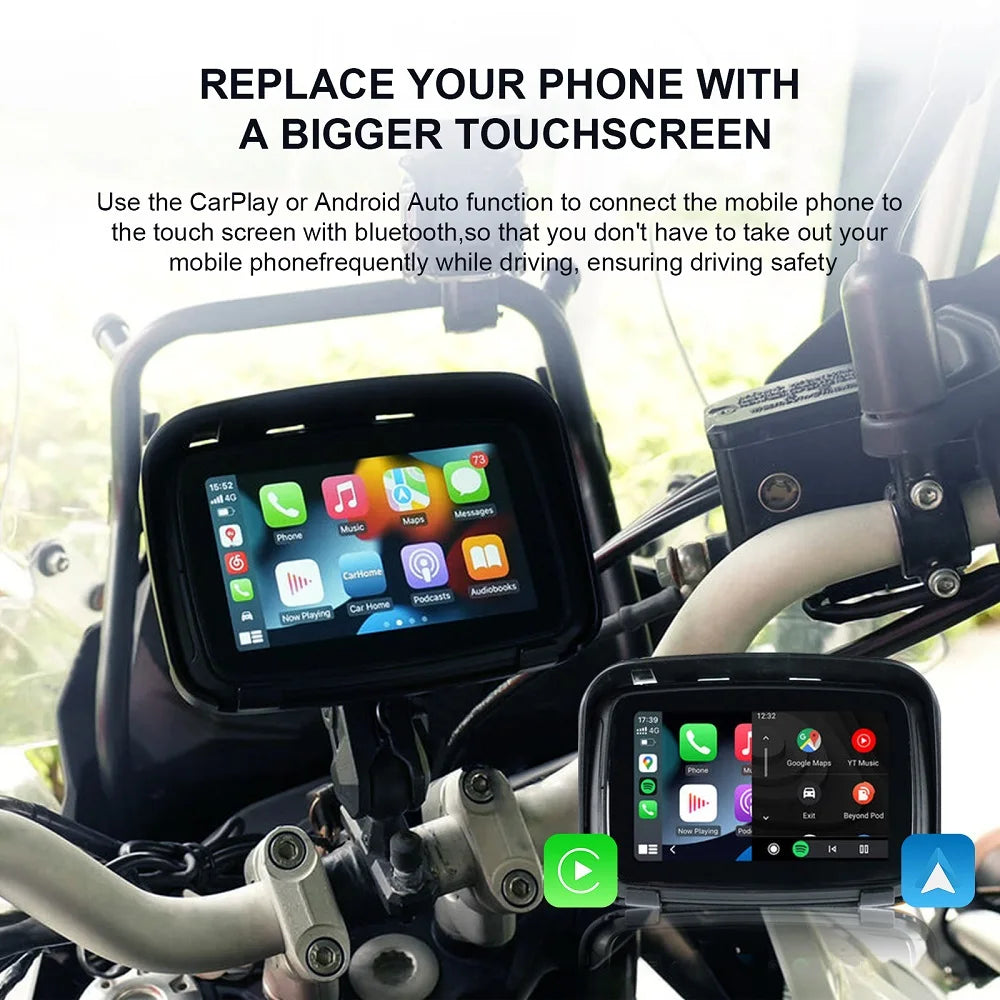 5 inch WiFi GPS Navigation Motorcycle Waterproof For Apple Carplay Screen Portable Motorcy | AUTOKITSHOP