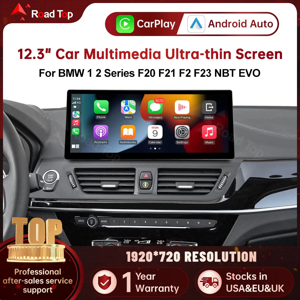 RoadTop Wireless CarPlay Android Auto Multimedia Linux Screen For BMW Series 1 2 F20 F21 F | AUTOKITSHOP
