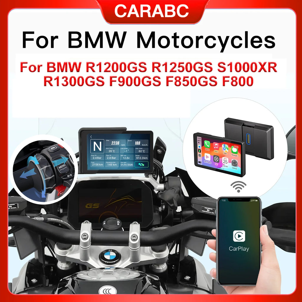 6" For BMW R1200GS R1250GS R1300GS ADV S1000XR Motorcycle CarPlay Android Auto Motorcycle  | AUTOKITSHOP