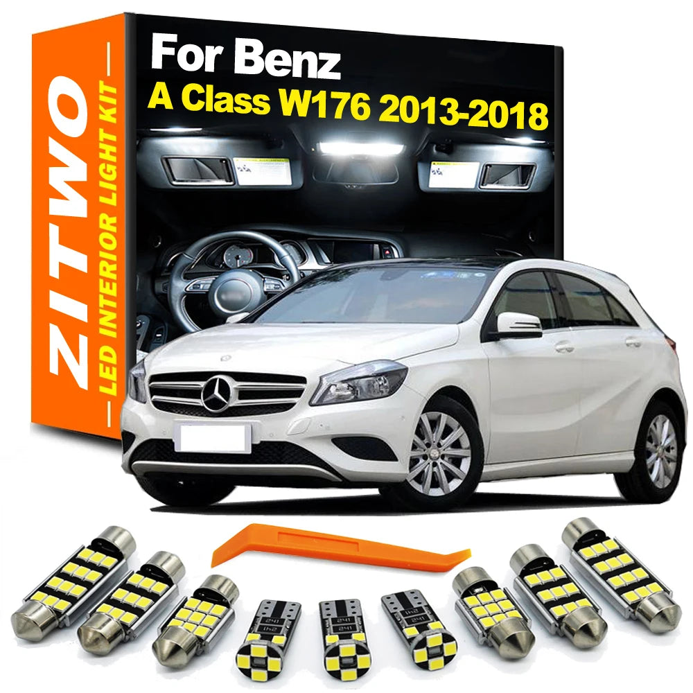 ZITWO 15Pcs Canbus LED Interior Light Kit For Mercedes Benz A Class W176 2013-2018 A180 A200 A250 Foot Door Reading Trunk Lamp