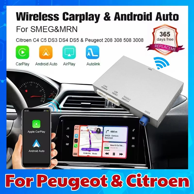 Upgrade Wireless Carplay Android Auto Module For Peugeot 208 308 508 3008 Citroen C4 DS3 D
