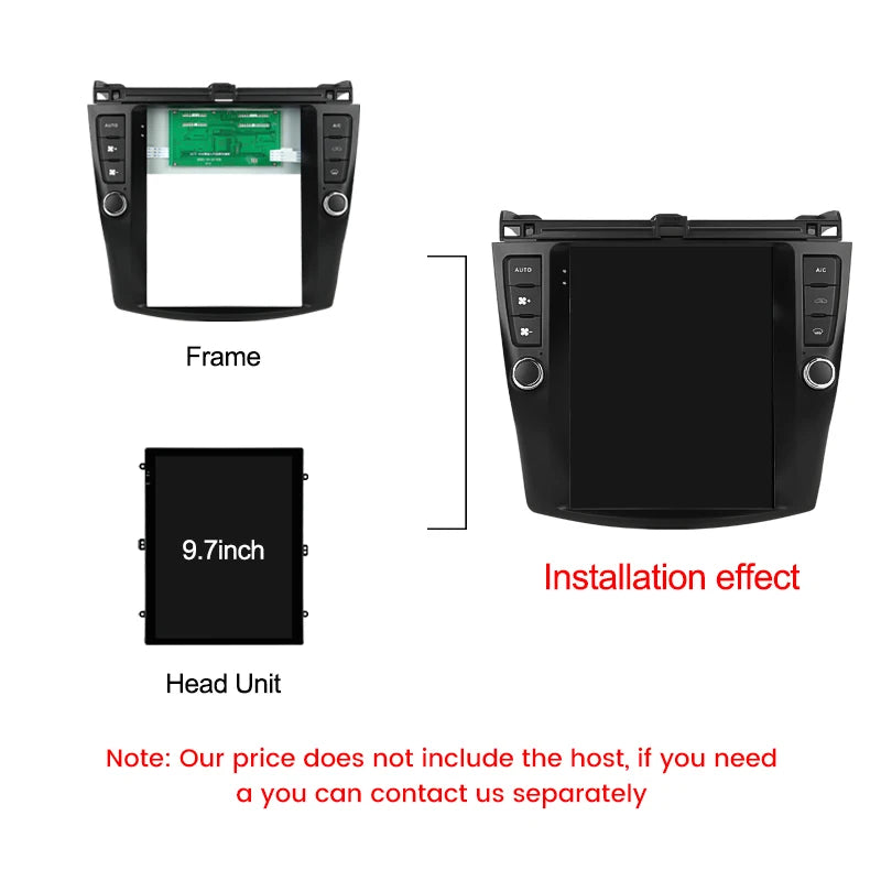 9.7" For Tesla Style Android Car Radio Fascia Adapter For Honda Accord 7 2003-2008 Headuni