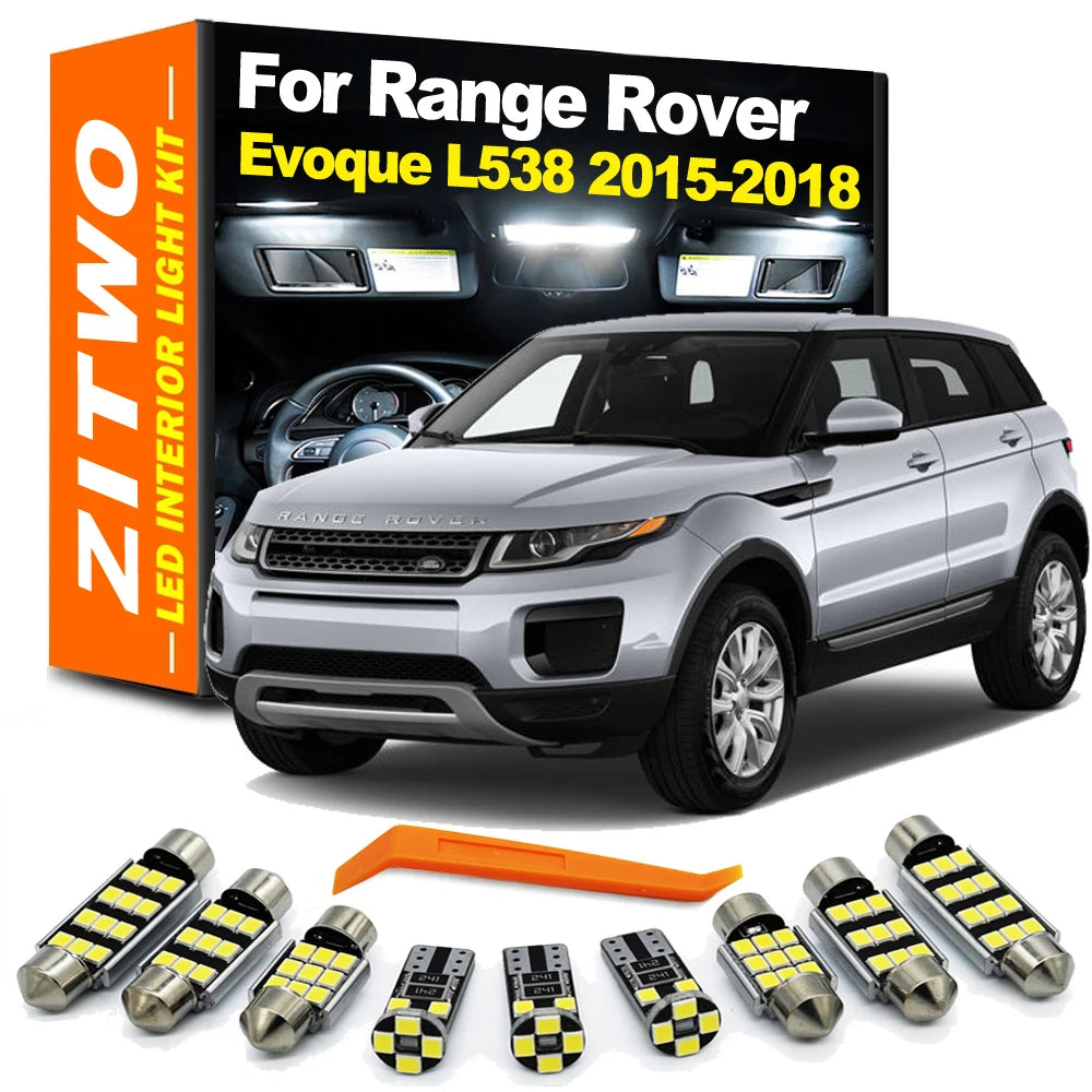 ZITWO 10Pcs Canbus Car LED Interior Map Dome Light Kit For Land Rover Range Rover Evoque L538 2015 2016 2017 2018 Sun Visor Bulb