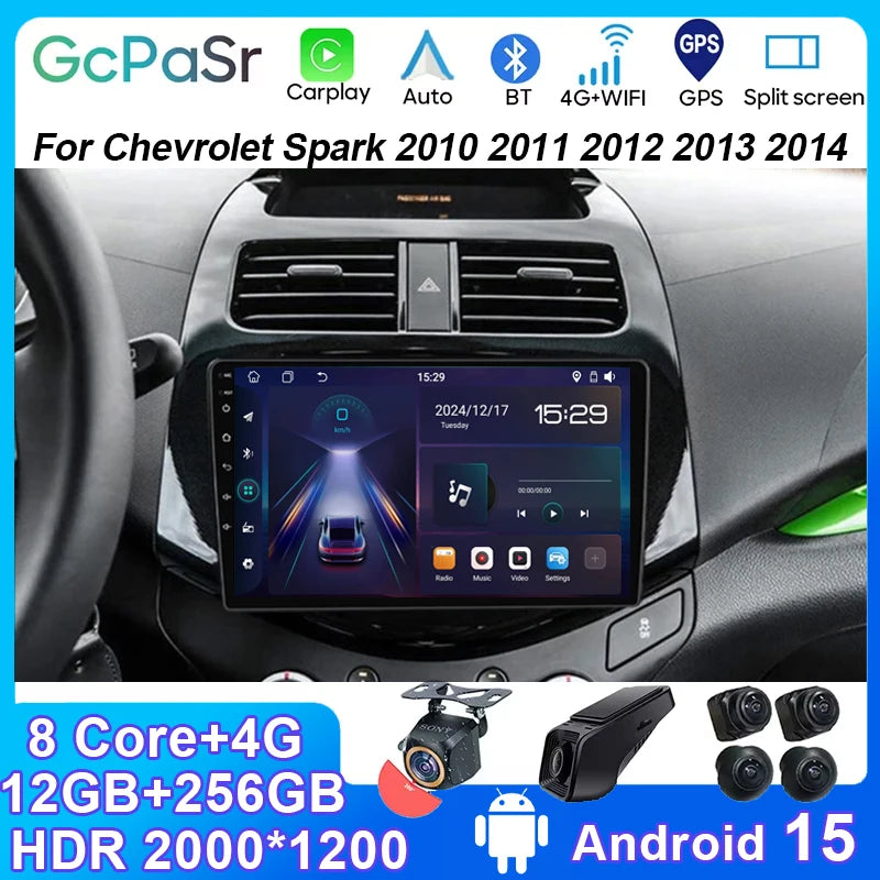 Android 15 WIFI 5G Car Radio For Chevrolet Spark 2010 2011 2012 2013 2014 Auto Multimedia