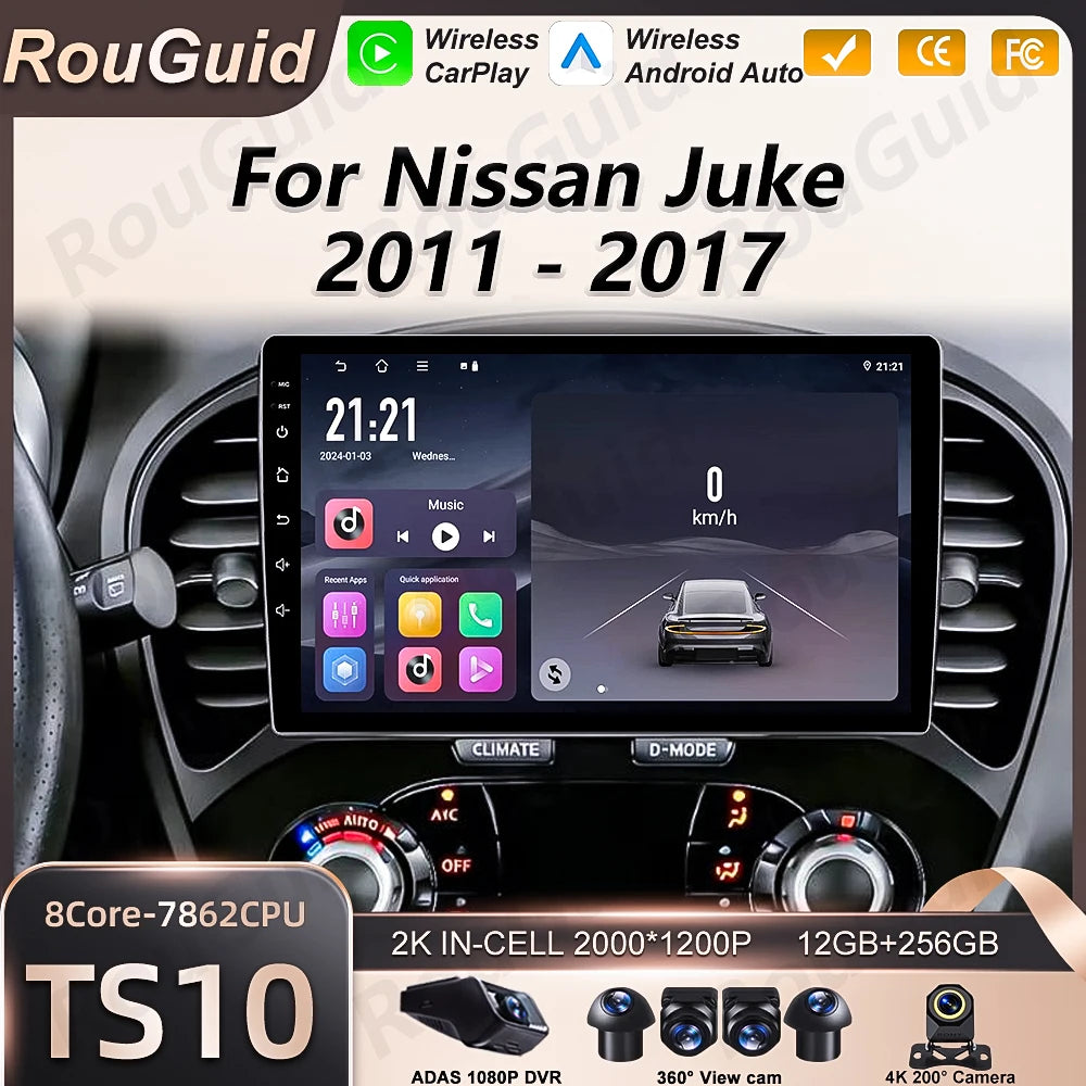 Carplay Car Radio For Nissan Juke YF15 2010 2011 2012 2013 2014 Android Auto Multimedia Vi | AUTOKITSHOP