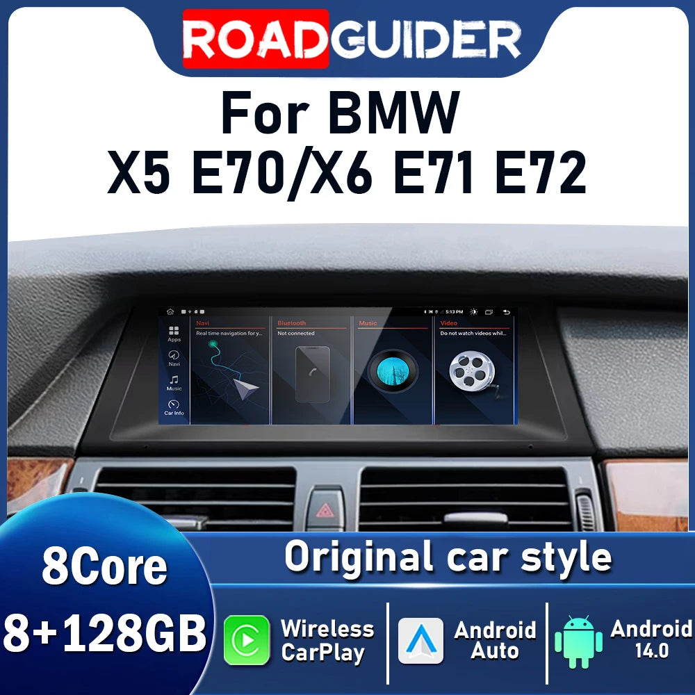 8.8 inch Car Multimedia Display Android 14 For BMW X5 E70 X6 E71 E72 CCC/CIC Car Radio GPS