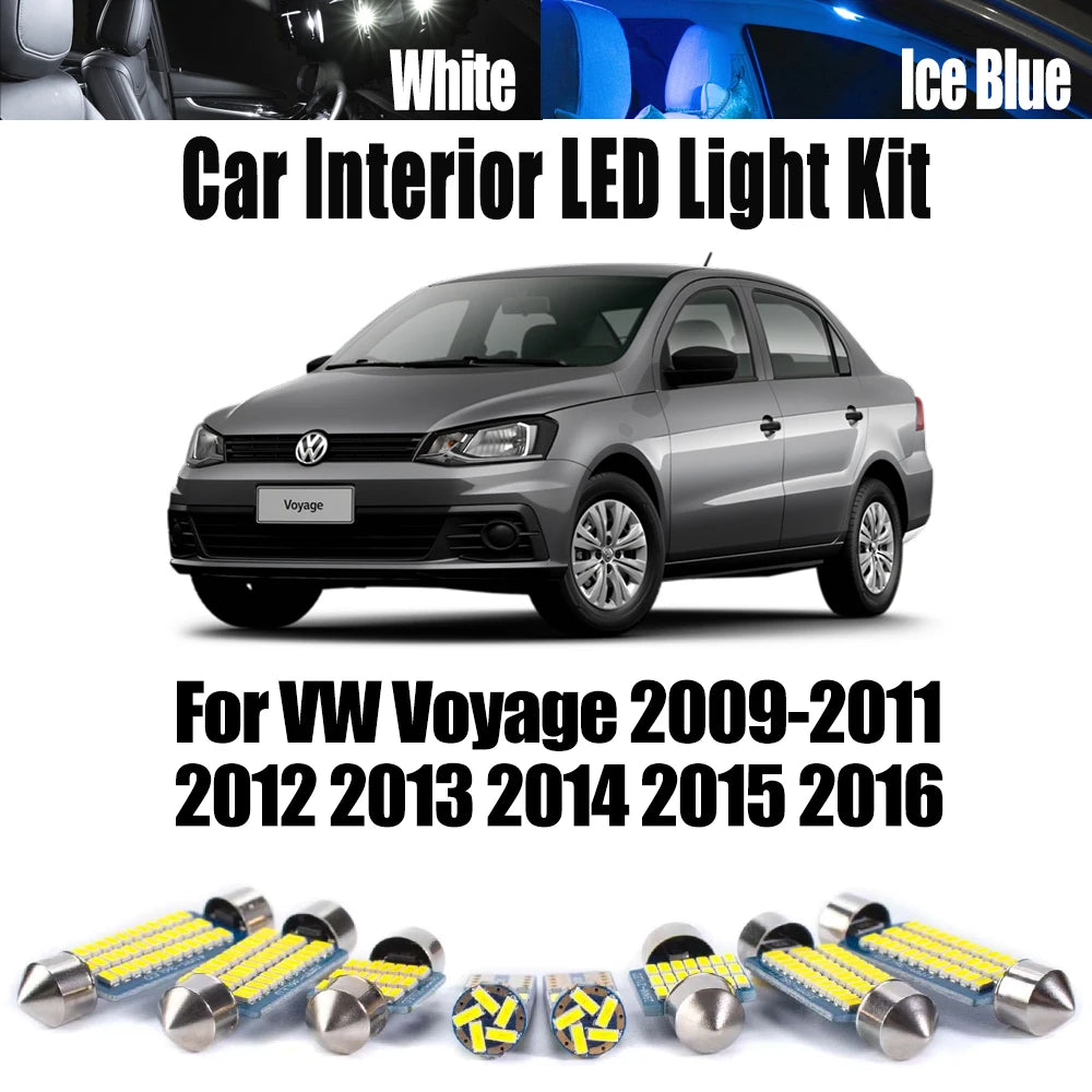 9-Piece LED Interior Light Kit for Volkswagen VW Voyage 2009- 2014 - Canbus Dome Map Door Trunk Bulbs | AUTOKITSHOP