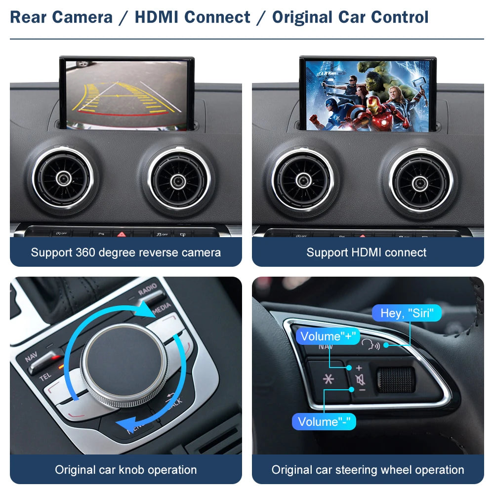 Road Top Wireless CarPlay Android Auto Interface for Audi A3 8V Q2 8P 2013-2018, with AirP | AUTOKITSHOP