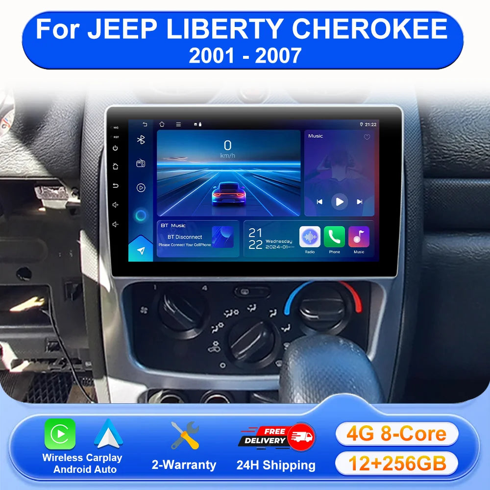 Android 16 Carplay Car Stereo For JEEP LIBERTY CHEROKEE 2001 2002 2003 2004 2005 2006 2007