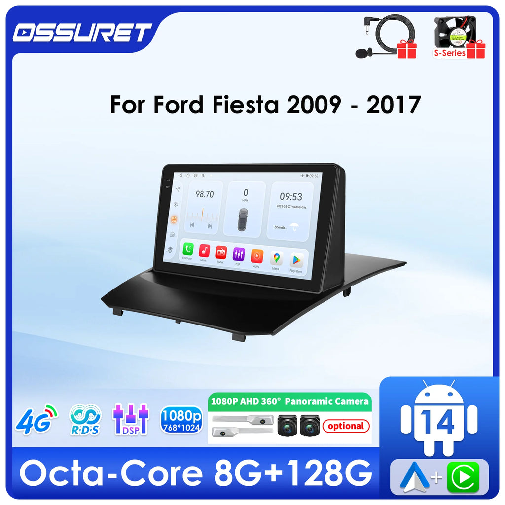 6115 OCTA Core Carplay Android 14 Car radio For Ford Fiesta 2009-2017 Multimedia player GP