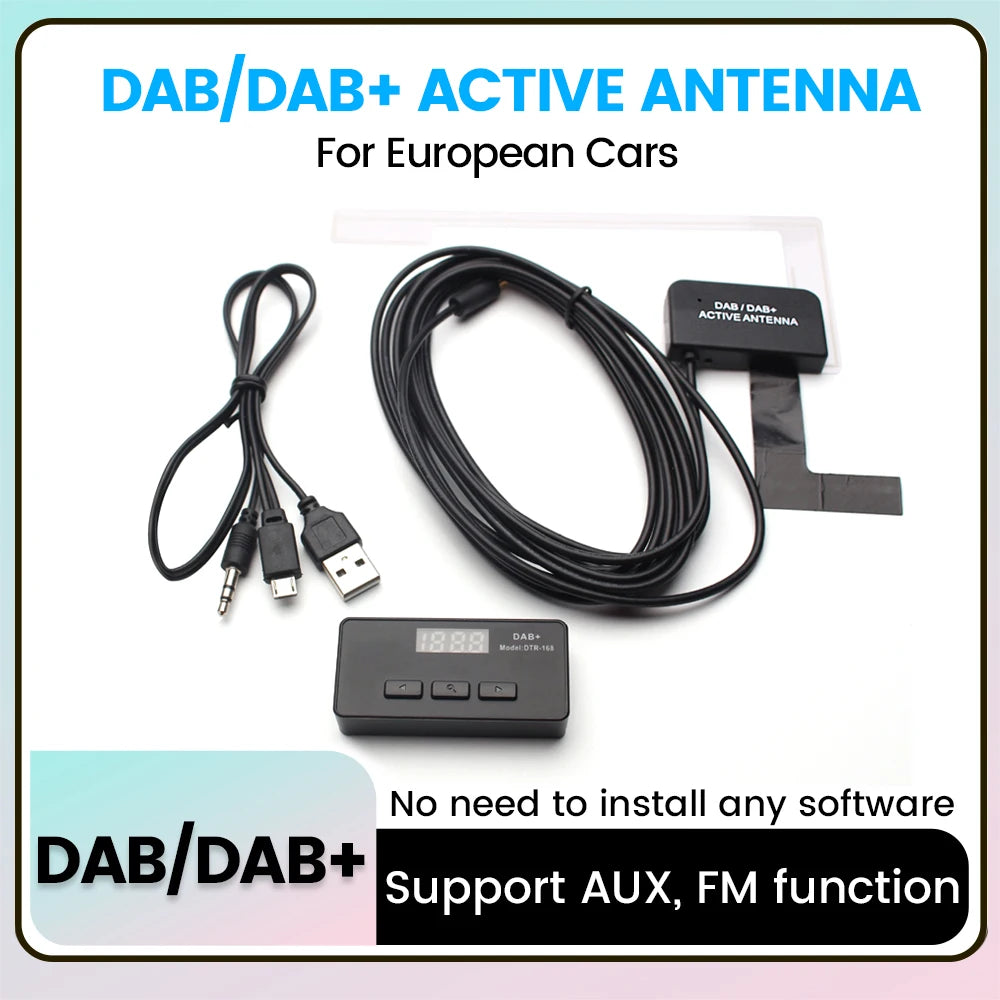 DAB+ Europe Digital Radio GPS Stereo Receiver Support AUX Output FM Transmit Universal DAB | AUTOKITSHOP