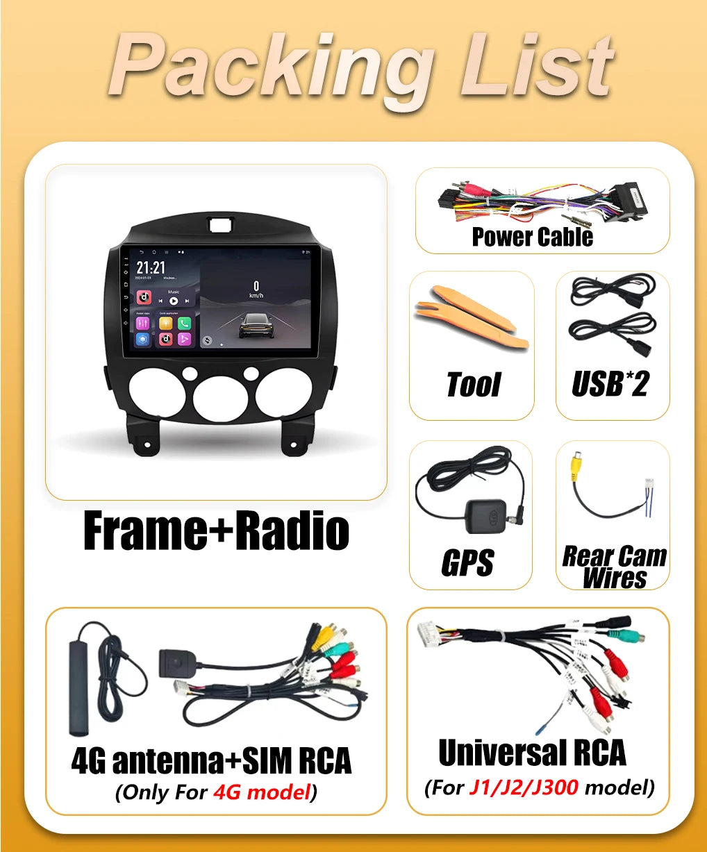 Android16 Auto Car Radio For Mazda 2 Mazda2 2007 2008 2009 2010 2011 2012 2013 2014 Carpla | AUTOKITSHOP