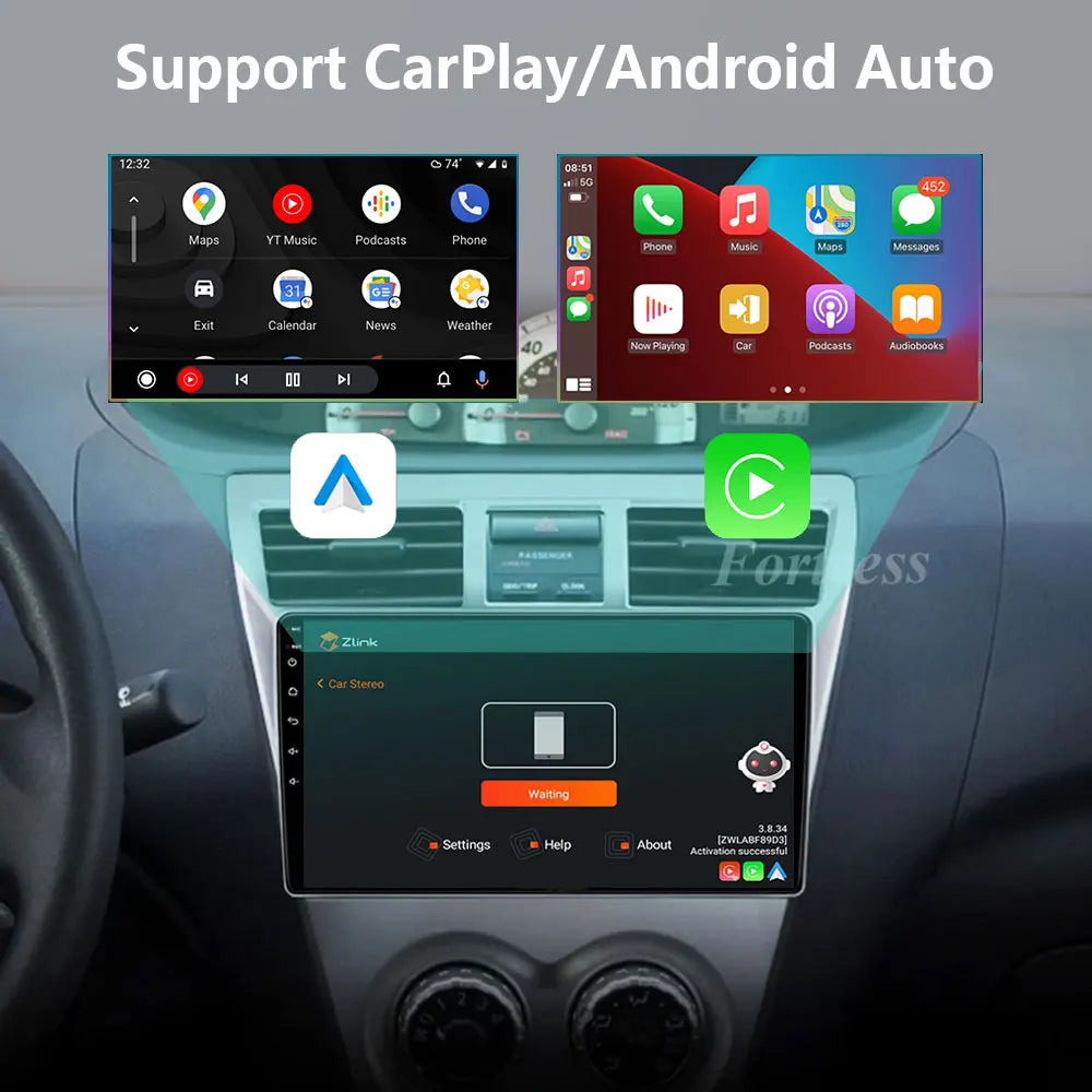 Android 16 Car For Toyota VIOS Yaris 2007-2012 Car Radio Multimedia Video Player Navigatio