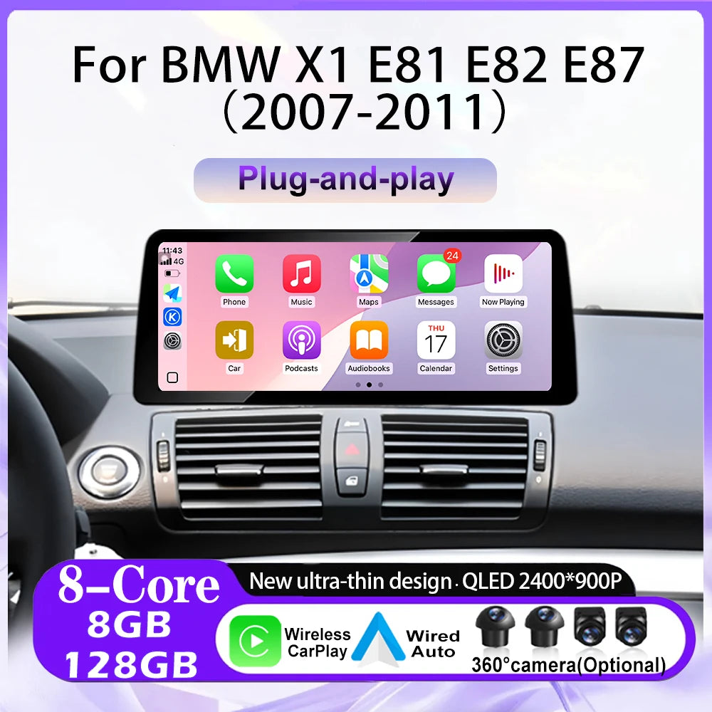 12.3“ Wireless Carplay Android 16 For BMW X1 E81 E82 E87 2007-2011 CCC CIC System Car Radi