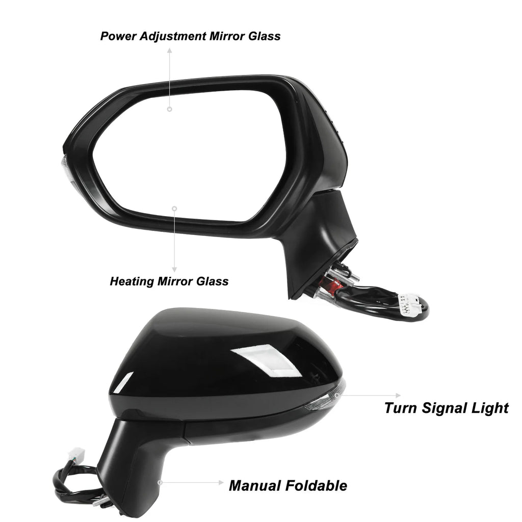 Car Wing Mirror Gloss Black Power Heated Side Mirror With Turn Signal Replacement for Corolla E2 - Canbus LED Car Light