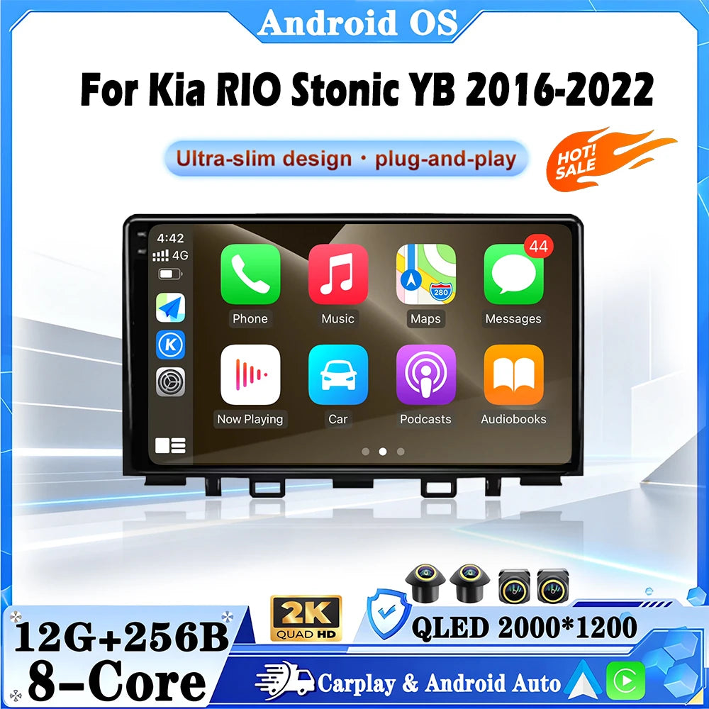 Android 16 For Kia RIO Stonic YB 2016-2022 Car Multimedia Player DSP GPS Navigation Screen