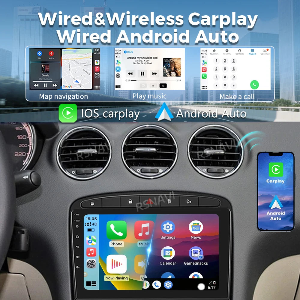 Android 16 For Peugeot 308 308SW 408 2012-2020 2K QLED Stereo Car Radio Multimedia Video P