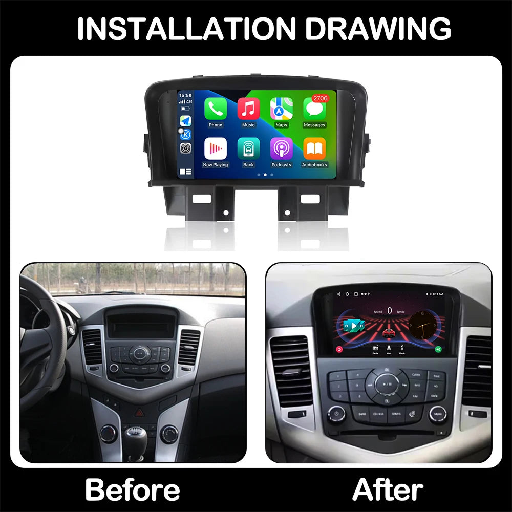 7 Inch For Chevrolet Cruze 2008-2014 Android 16 Car Radio Stereo Receiver GPS Navigation D