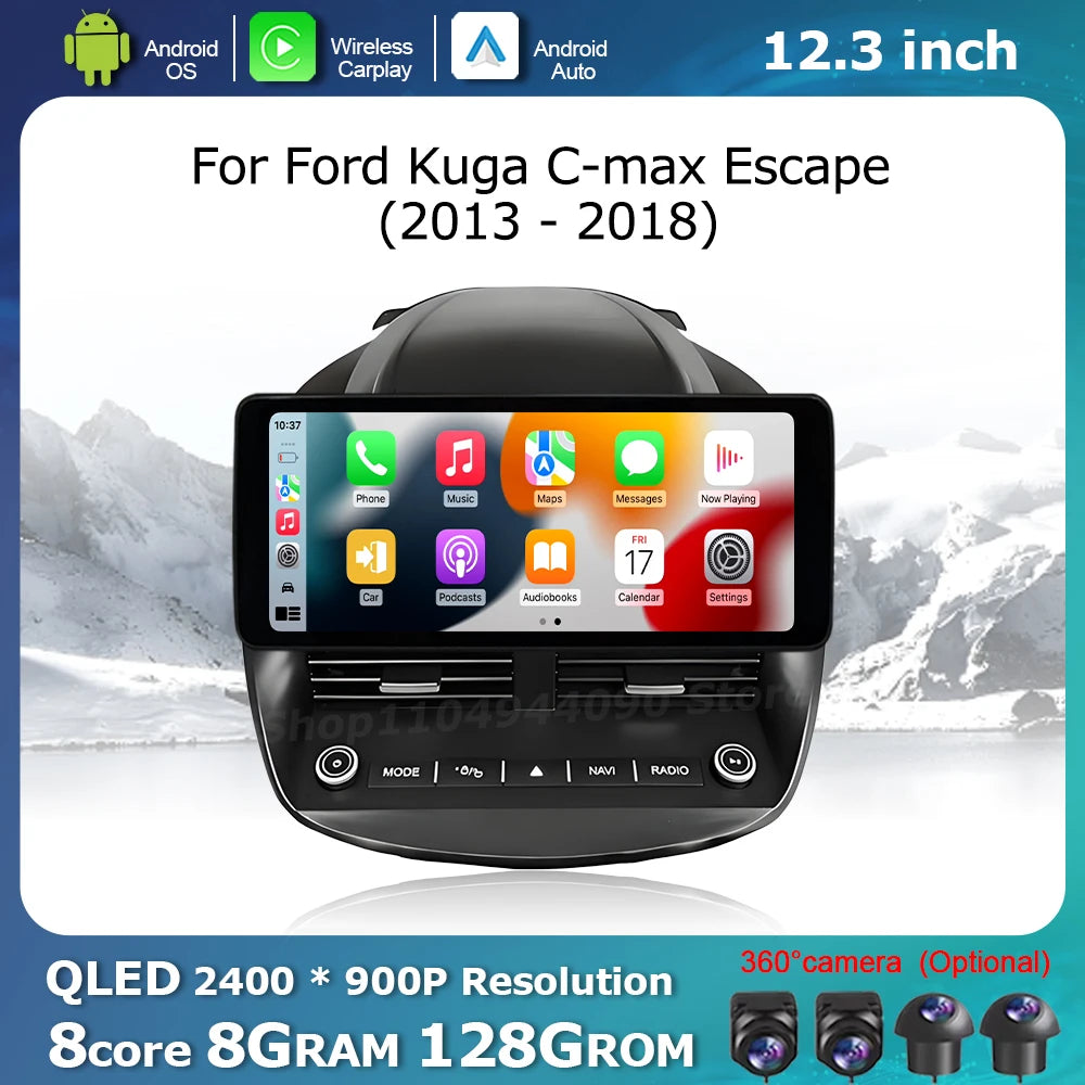 Carplay Android OS for Ford Kuga C-max Escape 2013 - 2018 Car Multimedia Radio Player GPS