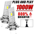 1000W H7 LED Car Headlight Bulbs Lights CANBUS 1:1 Mini 16pcs 7035 CSP Wireless Car LED La