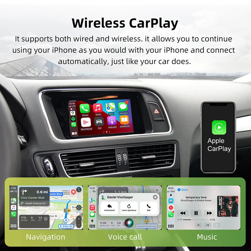 ANYFAR Wireless CarPlay Android Auto Interface Adapter For A4 A5 Q5 2008-2018 MMI 3G Syste | AUTOKITSHOP