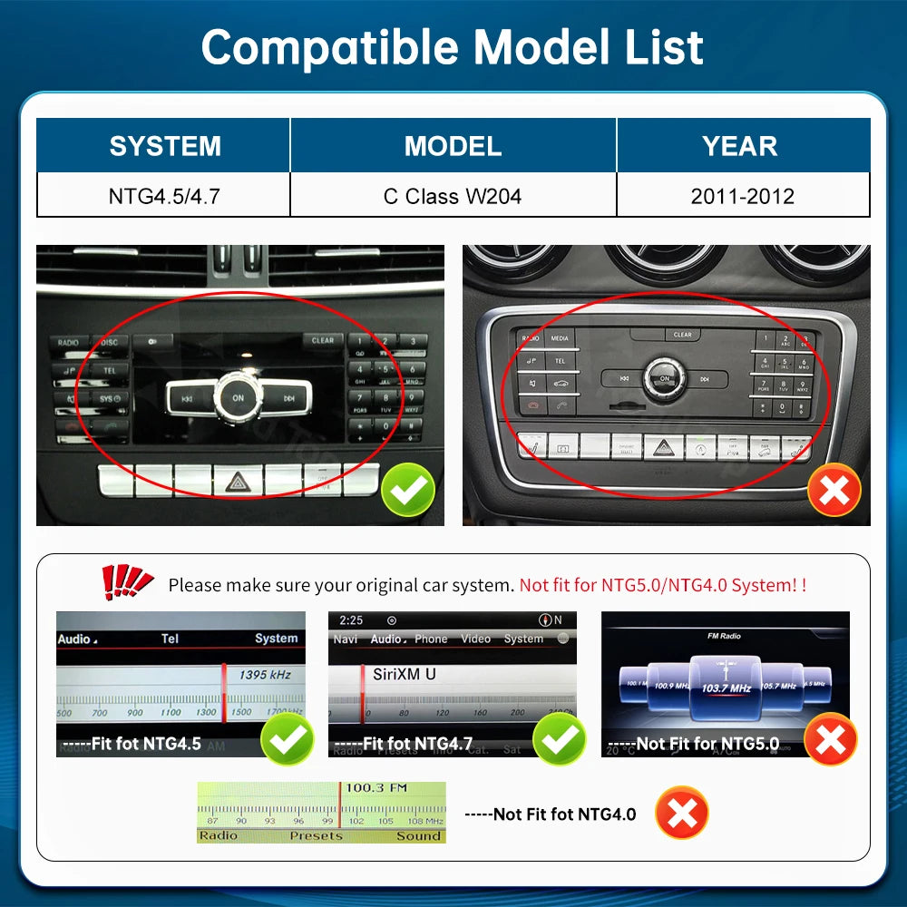 12.3 Ultra-thin Multimedia Dispaly Screen For Mercedes-Benz C Class W204 2011-2014 NTG4.5/ | AUTOKITSHOP