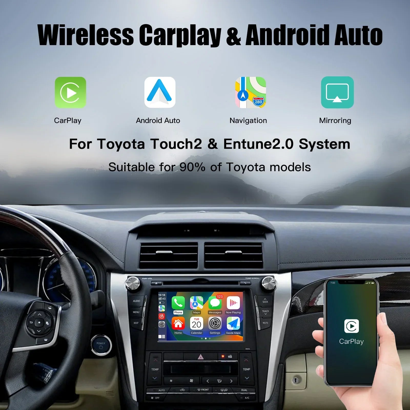 AUTOABC Wireless Carplay Android Auto for TOYOTA Touch2 Entune2.0 Highlander Tundra Sienna | AUTOKITSHOP