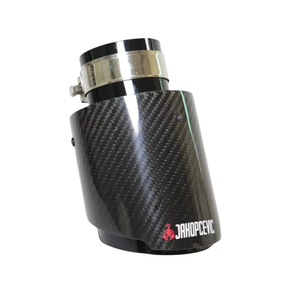 1Piece Car Gloss Carbon Fiber Muffler Tip Exhaust System Pipe Mufflers Nozzle Universal Straight - Automotive LED Light