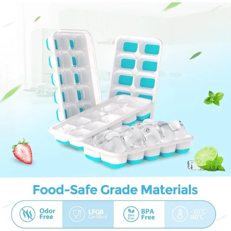Stackable Ice Cube Tray Set 3 Pack With Lid And Storage Bin Silicone Bottom Freezer Mold With Ic - Automotive LED Light