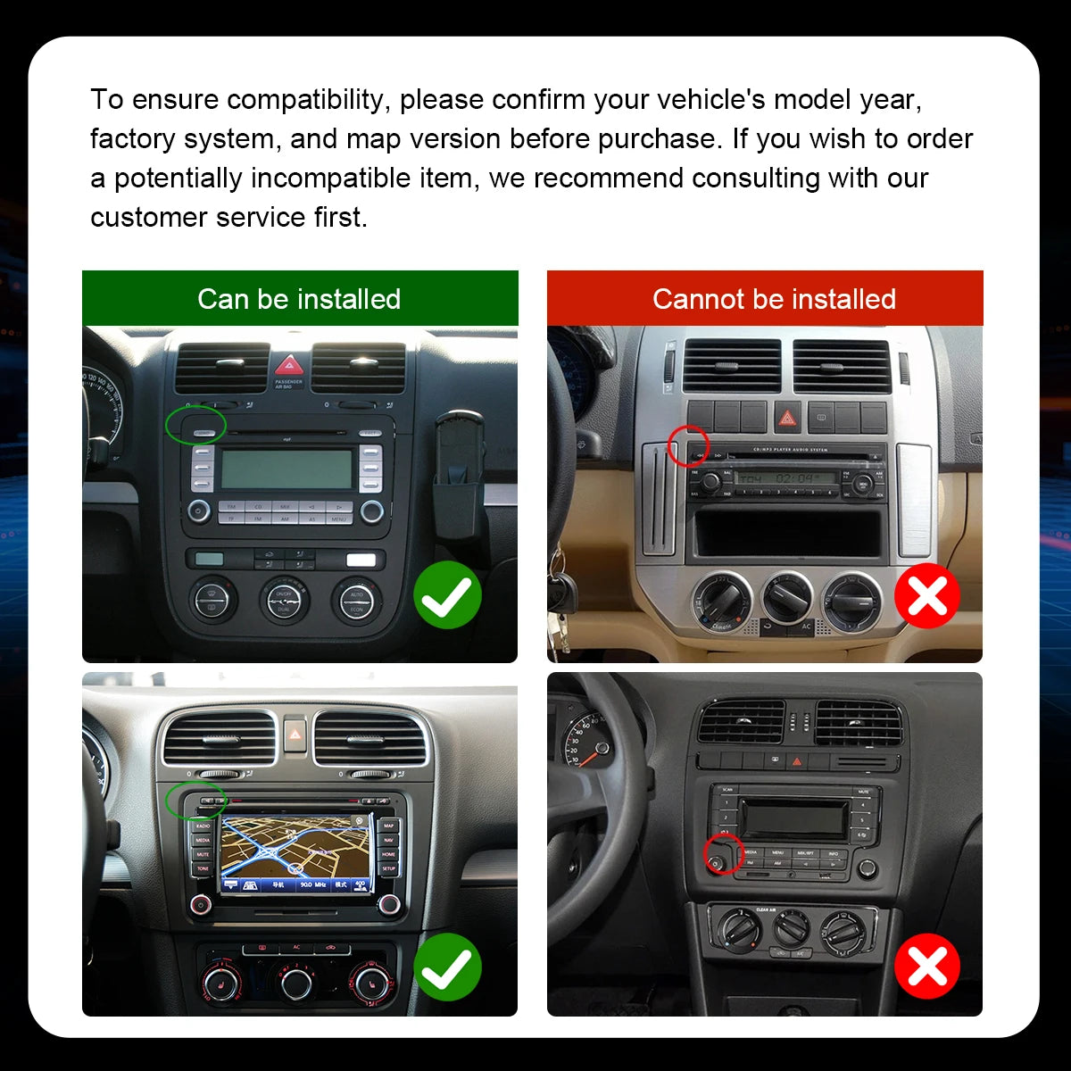 7inch Android Auto Car Radio Multimedia Carplay GPS Stereo For Volkswagen/Seat/Skoda/Passa