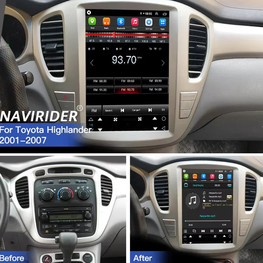 12.1" 2DIN Stereo Autoradio For Toyota Highlander 2001-2007 Android15 Car Radio Multimedia | AUTOKITSHOP