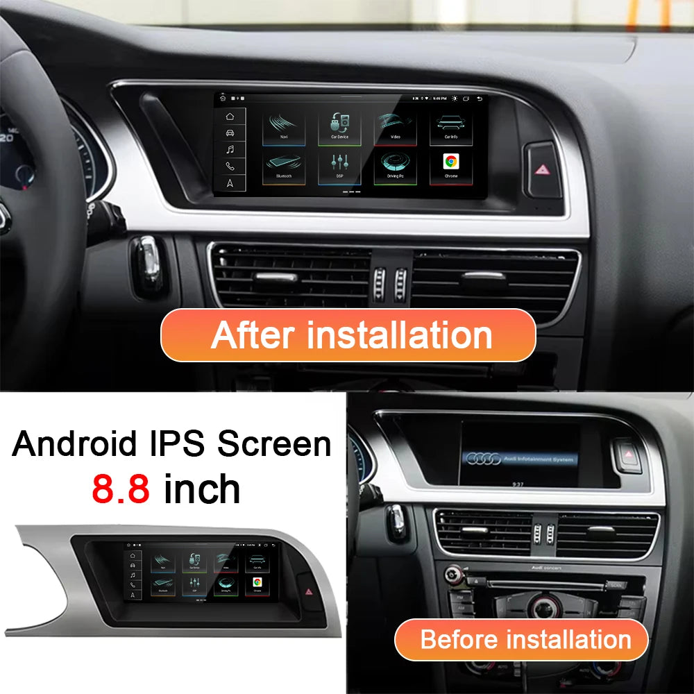 Head Unit Car Radio For Audi A4 A8 2009 2010 2011 - 2016 Android 14 Multimedia Player Auto