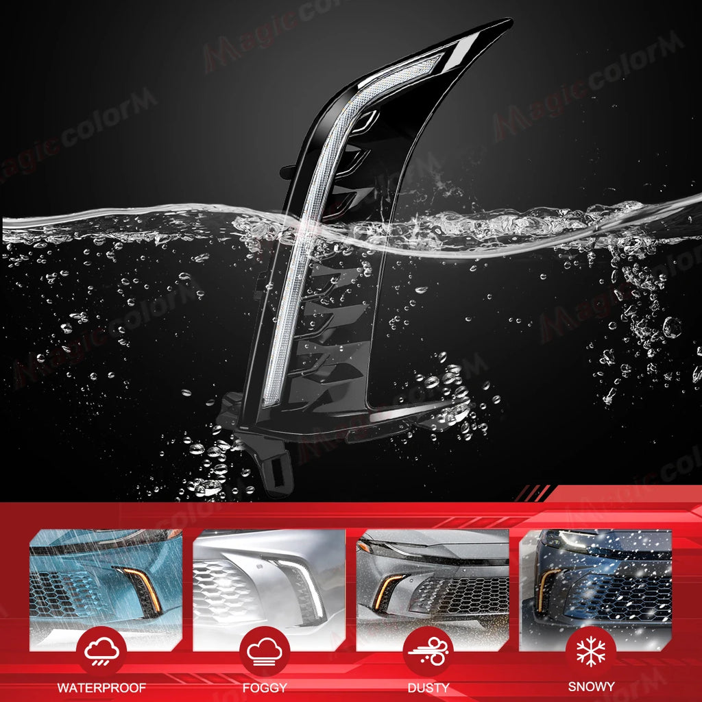 LED DRL For Toyota Camry SE XSE 2024 2025 Daytime Running Lights Turn Signal Lamps White Y | AUTOKITSHOP