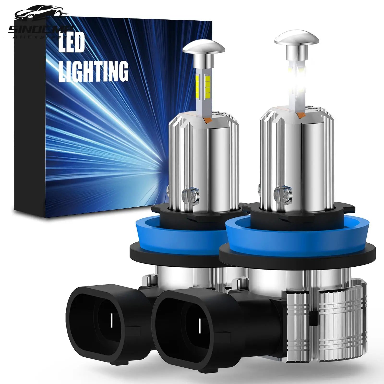 H11 LED Headlight Bulbs Wireless Headlight Bulbs 30000LM 110W 6500K Fanless Car Bulb Kit H